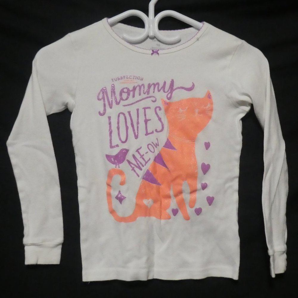 CARTER'S | size 10 | White Long Sleeve Graphic Shirt | 100% Cotton